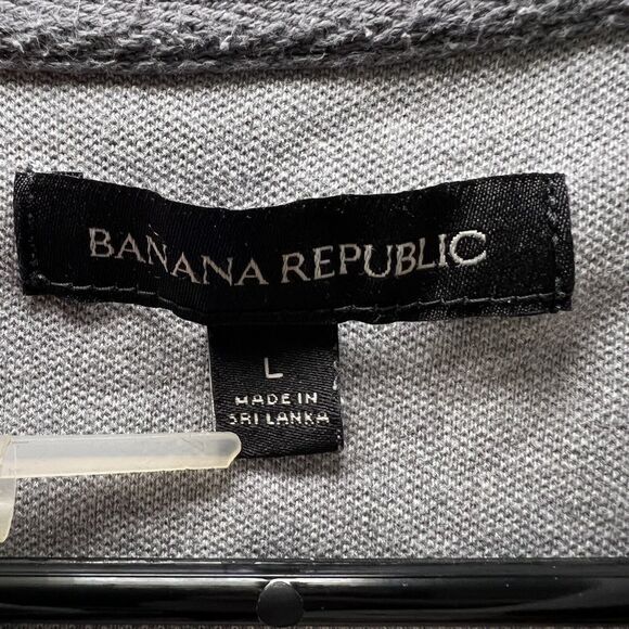 Banana Republic Polo Shirt Mens Size Large White Tan Gray Colorblock Elephant - Picture 7 of 12